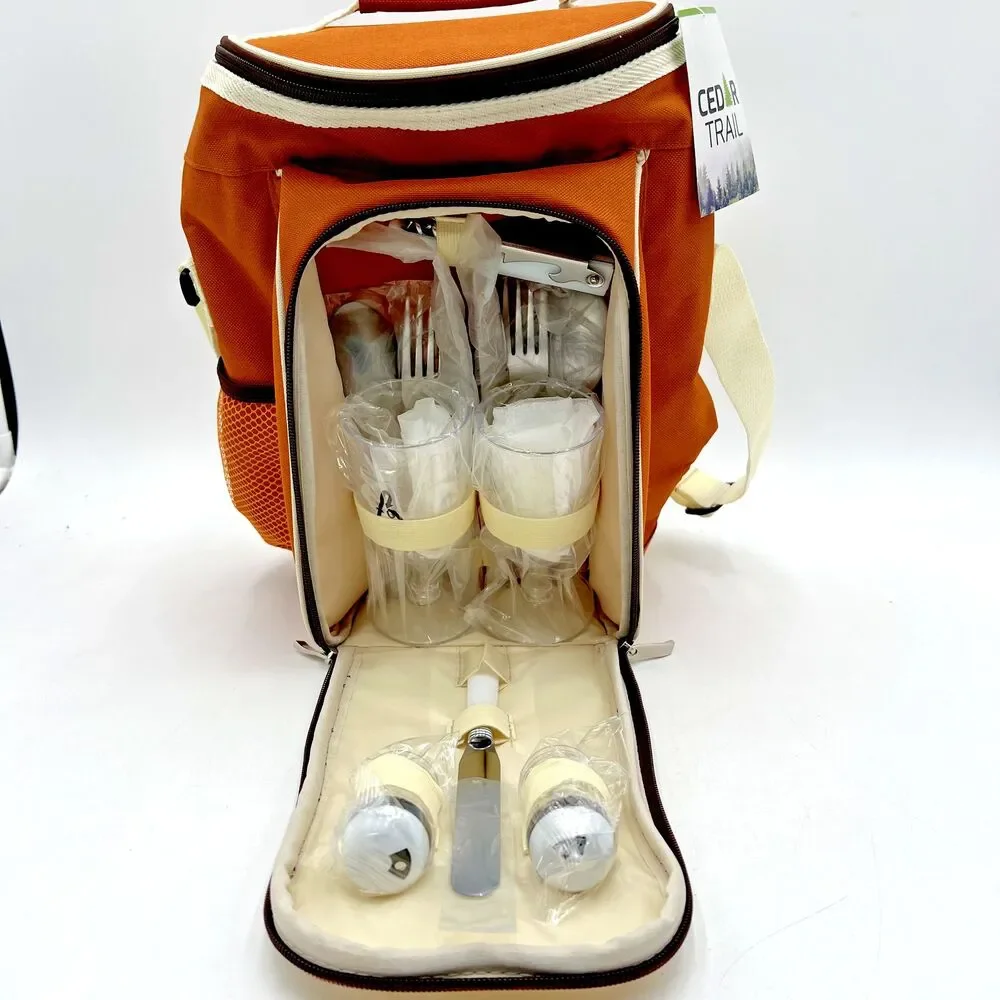 Cedar Trail Picnic Backpack for Two Romantic Wine/Cheese  Brand New